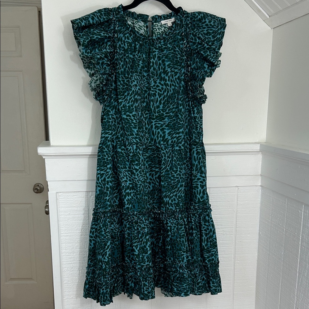 Tyler Boe Green Cotton Natural Fibers Ruffle Dress size small